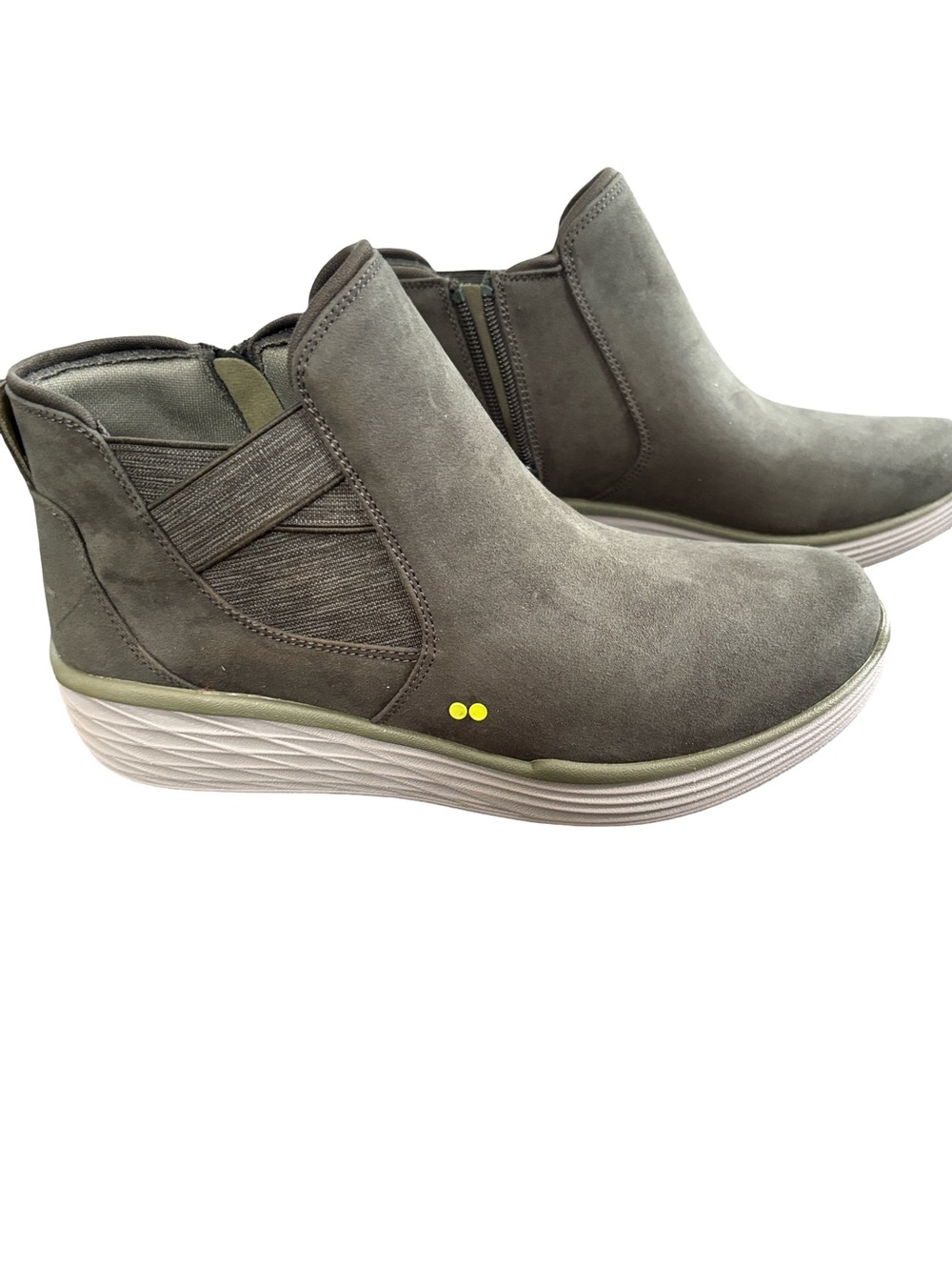 Ryka Olive Green Suede Wedge Ankle Booties